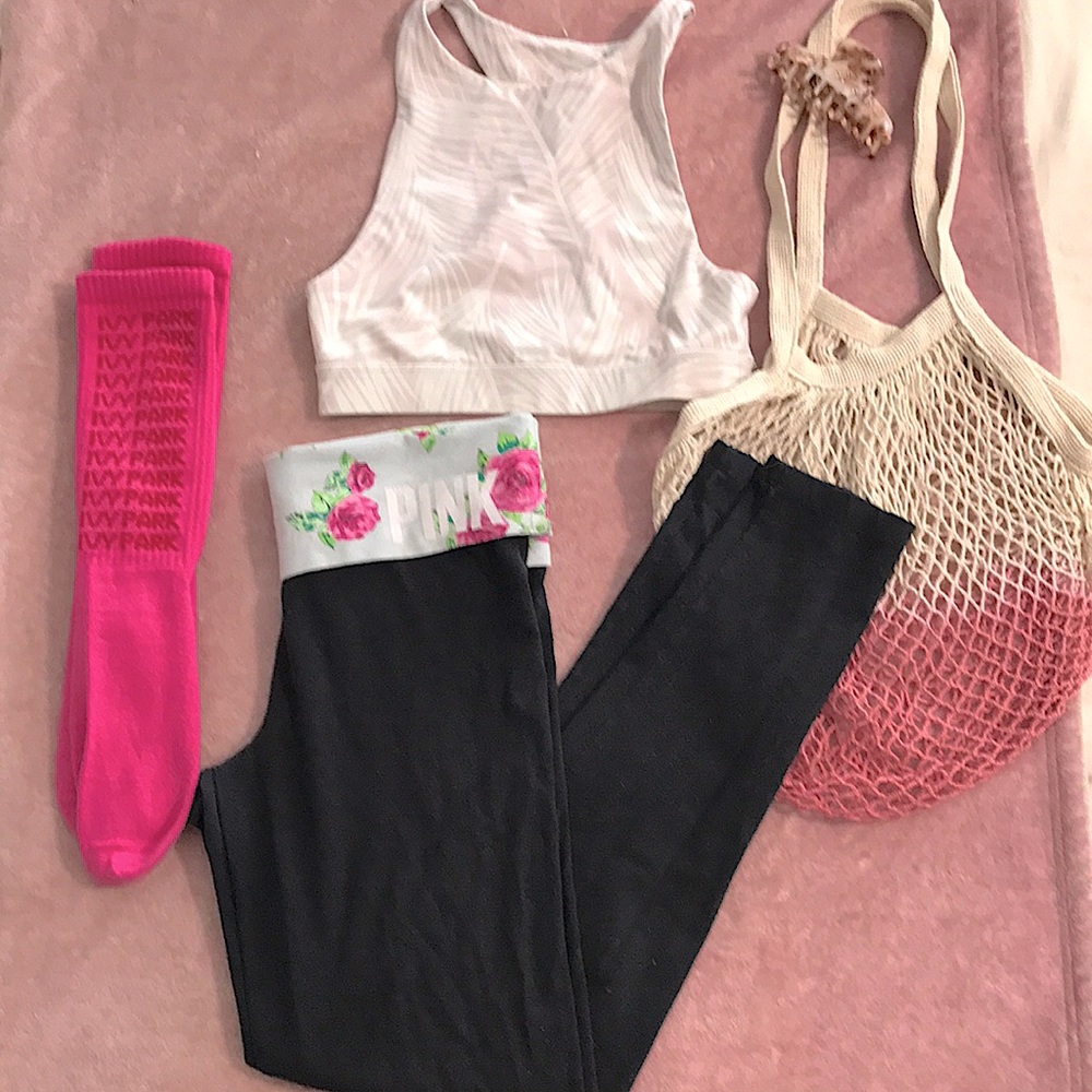VS PINK Floral Waist Yoga Legging